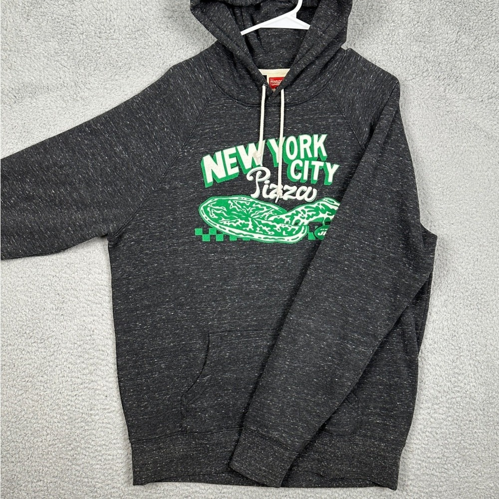 New York Jets Sweatshirt Mens Large Grey Graphic Hoodie Drawstring Homage EUC